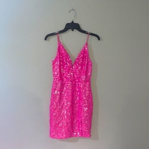 Lucy in the sky pink hoco dress